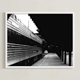 "Black and White Train Platform" - Art Print in Black and White by Aquenne - Framed