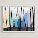 "Cantilever 2" - Art Print in Charcoal by Sara Joy - Framed