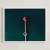 "HB Pier From Above" - Art Print in Cherry by Christian Florin - Framed