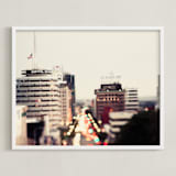 "Capitol Records at dusk" - Art Print in Sunset by Vera Mladenovic - Framed