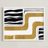 "Skip Waves" - Art Print in Vintage gold by Bethania Lima - Framed
