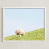 "Sheep at Lunch" - Art Print in Apple Green by Alexandra Feo - Framed