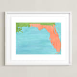 "Florida in Paint" - Art Print in Florida Orange by Denise Wong - Framed