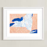 "New York in Paint" - Art Print in New York Blue by Denise Wong - Framed