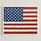 "Rustic American Flag" - Art Print in Navy Blue by Amy Marsh - Framed