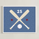 "Little Slugger Series 3" - Personalized Art Print in Denim by Pinky Diamond Studio - Framed
