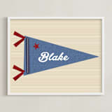 "Little Slugger Series 2" - Personalized Art Print in Denim by Pinky Diamond Studio - Framed