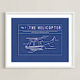 "Helicopter Blueprint" - Art Print in Blueprint by Meggy Masters - Framed