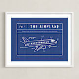 "Airplane Blueprint" - Art Print in Blueprint by Meggy Masters - Framed