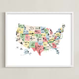 "Retro United States Map" - Art Print in Vintage by Jessie Steury - Framed