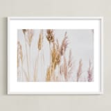 "Tall Grass" - Art Print in brown, tan, soft pink, by Alexis Arnold - Framed