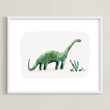 "brave brontosaurus" - Art Print in Leaf by Kayla King - Framed