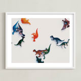 "dinosaurs" - Art Print in white by Morgan Kendall - Framed