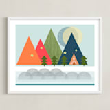 "Gone Camping" - Art Print in Camp Blue by AlisonJerry - Framed
