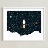 "Outer Space" - Art Print in White by Oma N. Ramkhelawan - Framed