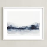 "Alaska from Sea" - Art Print in Navy by Kelsey McNatt - Framed