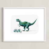 "Terrific T-Rex" - Art Print in Leaf by Kayla King - Framed