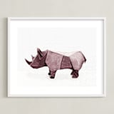 "Paper Animals: Rhinoceros" - Art Print in Moody cherry by Maja Cunningham - Framed
