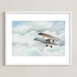 "The Cloud Plane" - Art Print in Baby Blue by Sarah Holden - Framed