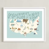 "Adventurer's Guide" - Art Print in Blue by Hannah Williams - Framed
