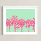 "Palms in Colors" - Art Print in Mint by Enric - Framed