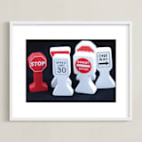 "Transportation Signs" - Art Print in Ruby Red by Mary Ann Glynn-Tusa - Framed