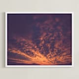 "Red sunset and lake" - Art Print in orange brick by Lying on the grass - Framed