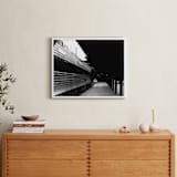 "Black and White Train Platform" - Art Print in Black and White by Aquenne - In a Room