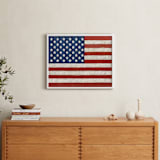"Rustic American Flag" - Art Print in Navy Blue by Amy Marsh - In a Room