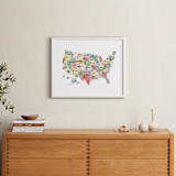 "Retro United States Map" - Art Print in Vintage by Jessie Steury - In a Room