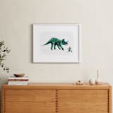 "Triumphant Triceratops" - Art Print in Leaf by Kayla King - In a Room
