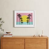 "Summer Palms" - Art Print in Pink Lemonade by Jessica C Nugent - In a Room