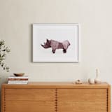 "Paper Animals: Rhinoceros" - Art Print in Moody cherry by Maja Cunningham - In a Room