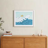 "dog surfing" - Art Print in Sea Blue by Helen H Wu - In a Room