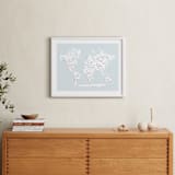"Beautiful World Map" - Art Print in Soft Sky by Jessie Steury - In a Room