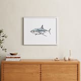"Shark in Smiling Waters" - Art Print in Shark Gray by Lauren Rogoff - In a Room