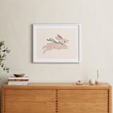"Rabbit With Bow" - Art Print in Hunter Green by Vivian Yiwing - In a Room