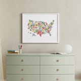 "Retro United States Map" - Art Print in Vintage by Jessie Steury - In a Room