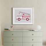 "Fancy Firetruck" - Art Print in Retro Red by Jessie Steury - In a Room