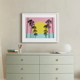 "Summer Palms" - Art Print in Pink Lemonade by Jessica C Nugent - In a Room