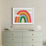 "Rainbow & Clouds" - Art Print in Ruby Red by melanie mikecz - In a Room