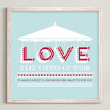 "Love is like a Merry-Go-Round" - Art Print in Aqua by Jan Shepherd - Framed