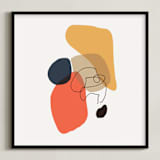 "Between the Lines II" - Art Print in coral by Svitlana Martynjuk - Framed