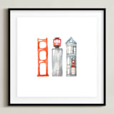 "San Fran Series" - Art Print in Red Orange by Christina Stensberg - Framed
