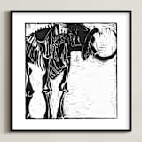"Dino Woodcut" - Art Print in Black by South City Press - Framed