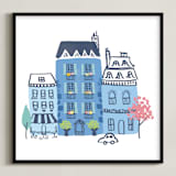 "Paris, J'adore" - Art Print in Parisian Blue by Ali Macdonald - Framed