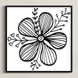 "Doodle Floral" - Art Print in black by Ramoncita - Framed