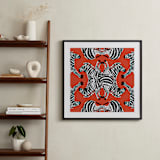 "Zebraba Tile" - Art Print in China Red by 2birdstone - In a Room