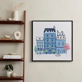 "Paris, J'adore" - Art Print in Parisian Blue by Ali Macdonald - In a Room