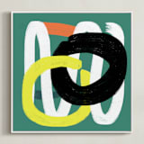 "Feather Step Modern " - Art Print in Teal Green by Amantha Tsaros - Framed Canvas